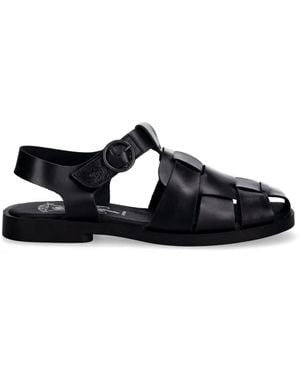 Fly London Interwoven Leather Sandals - Black