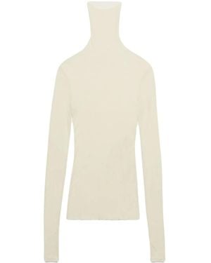Ami Paris Roll-Neck Ribbed Top - White