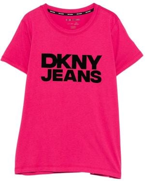 DKNY Logo Crew Neck T-Shirt - Pink