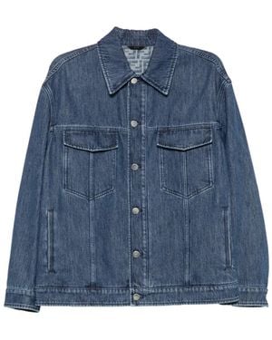 Fendi Logo-Patch Denim Jacket - Blue
