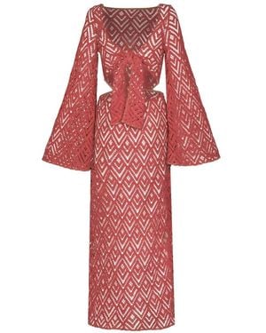 Johanna Ortiz Under The Sea エンブロイダリーミディドレス - レッド