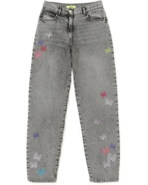Twinset Myfo Embroidered Barrel Jeans - Gray