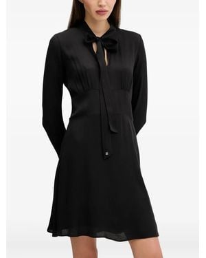 HUGO Tie-Neck A-Line Mini Dress - Black
