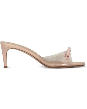 Red(V) Bow-Detail Transparent Mules - Natural