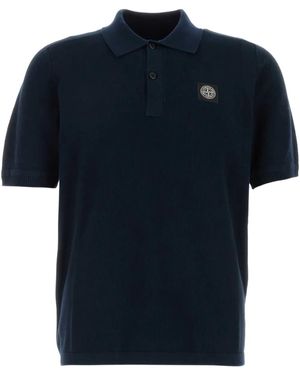 Stone Island ファインニット ポロシャツ - ブルー