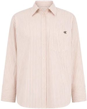 Calvin Klein Camisa Con Placa Del Logo Y Rayas - Rosa
