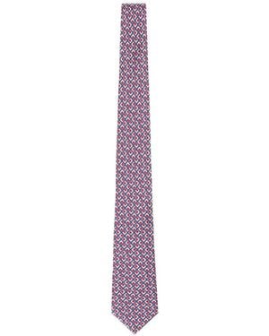Giorgio Armani Geometric-Print Tie - Purple
