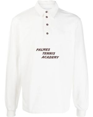 Palmes Logo-Print Button-Up Sweatshirt - White