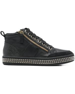 Geox Leelu Zip-Up Embellished Sneakers - Black