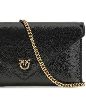 Pinko Love Birds Envelope Logo Clutch Bag - Black