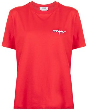 MSGM Chest-Logo Crew Neck T-Shirt - Red