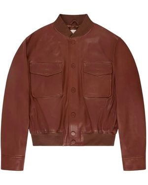 Montedoro Leather Bomber Jacket - Red