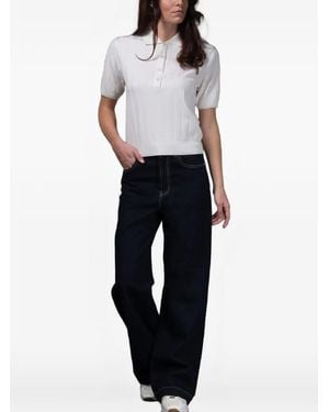 Moorer Rigel-W18 Button Ribbed Polo Shirt - Blue