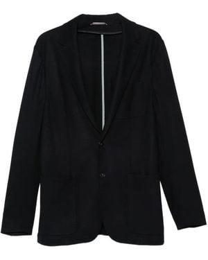 Canali Notched-Lapel Patch-Pocket Blazer - Black