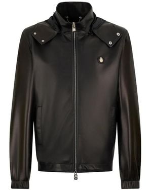 Billionaire Hooded Leather Jacket - Black
