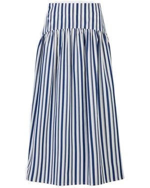 A Line Arabella Striped Pleated Midi Skirt - Blue