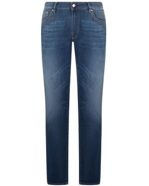 Moorer Faded Five-Pocket Denim - Blue