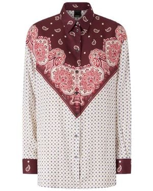 Pinko Shirt With Tie Motif And Placed Print - Red
