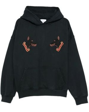 Rhude Hoodie mit Hundestickerei - Schwarz