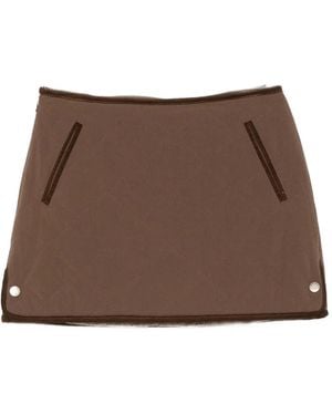 ELEH Quilted Velvet-Trimmed Skirt - Brown