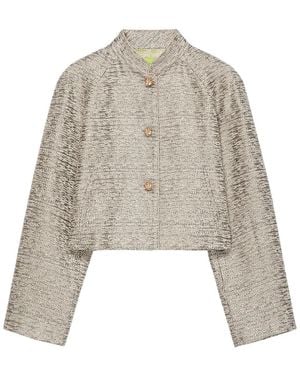 Shanghai Tang Sequin-Embellished Cropped Tweed Jacket - Natural