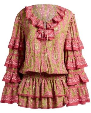 Etro Ruffled Paisley-Print Mini Dress - Red