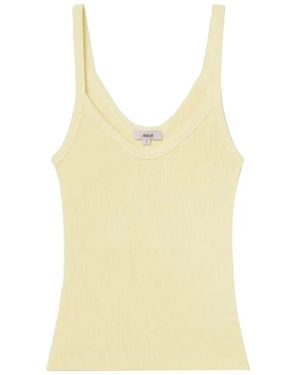 Agolde Jordan Ribbed-Knit Scoop-Neck Tank Top - Yellow
