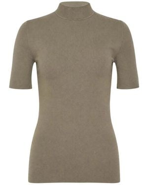 Jil Sander Mock-Neck Short-Sleeve T-Shirt - Grey