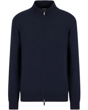 Giorgio Armani Cardigan A Collo Alto Con Zip - Blu