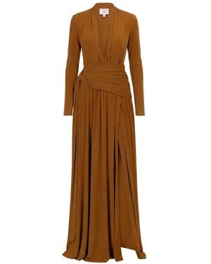 Cinq À Sept Zaviana Knotted-Waist Dress - Brown