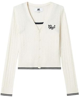 Chocoolate Ribbed-Knit Striped Cardigan And Top Set (Set Of Two) - White