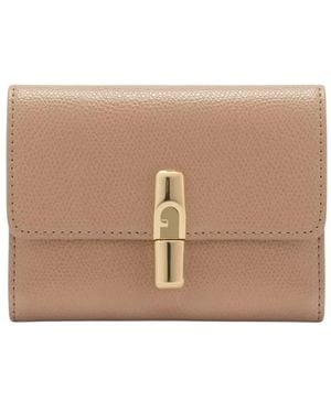 Furla Iride Grained Compact Wallet - Natural