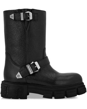 Philipp Plein Leather Boots - Black