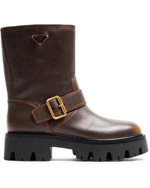 Prada Stiefeletten Aus Leder - Braun