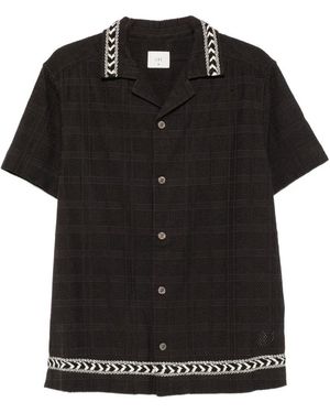 CHE Embroidered Check-Pattern Shirt - Black