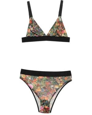 Osklen Floral-Print Triangle Lingerie Set - White