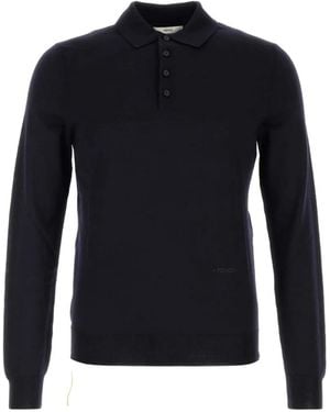 Fendi Long-Sleeve Wool Polo Shirt - Blue