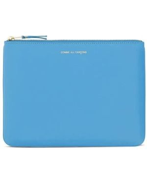 Comme des Garçons Logo-Print Leather Pouch - Blue