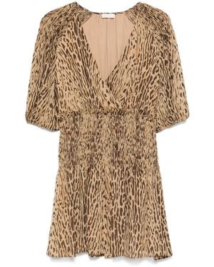 Liu Jo Animalier V-Neck Mini Dress - Natural