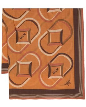 MCM Diamond Monogram Wool Scarf - Brown