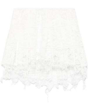 Loewe Falda Corta De Encaje - Blanco