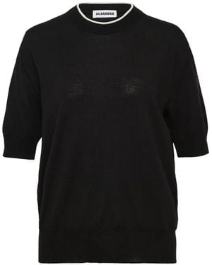 Jil Sander T-Shirt En Mérinos À Manches Courtes - Black