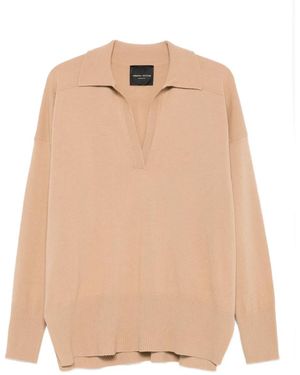 Roberto Collina Polo-Collar Ribbed-Hem Sweater - Natural