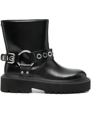 Maje 40Mm Eyelet-Embellishment Biker Boots - Black