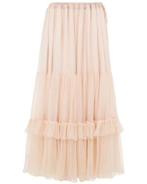 Chloé Midi Tiered Tulle Skirt - Pink