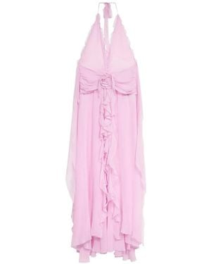 Blumarine Ruffled Georgette Maxi Dress - Pink