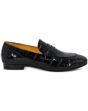 Madison Maison Crocodile-Effect Penny Loafers - Black