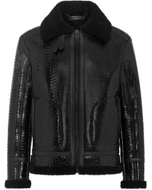 Philipp Plein Shearling Phyton Jacket - Black