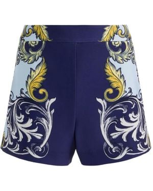 Alice + Olivia Hera Print Zip Shorts - Blue