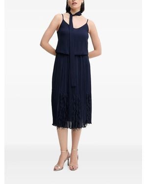Sandro Ferrone Ruffle-Hem Midi Dress - Blue